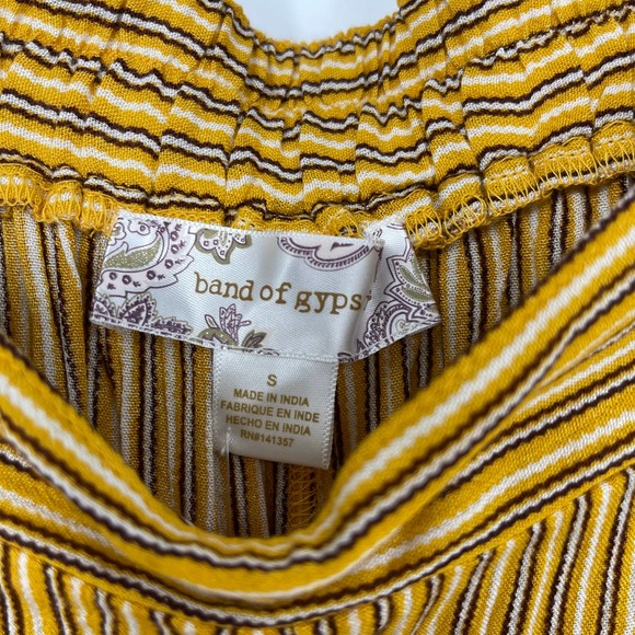 BAND OF GYPSIES GOLDEN YELLOW, WHITE & BROWN STRIPED CROPPED PANTS SMALL - Picture 5 of 5